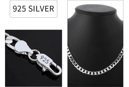Men's 925 Sterling Silver Necklace 2/4/6/8/10/12MM 40-75cm Face Chain Necklace Lobster Clasp Men And Women Engagement Jewelry - AMULET RING STORE
