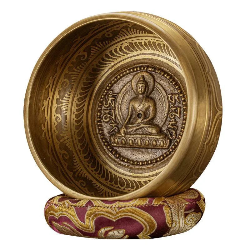 Nepal Handmade Singing Bowl Large Brass Tibetan Bowls Yoga Meditation Sound Healing Instrument Buddhist Sound Bowls Ornaments - AMULET RING STORE