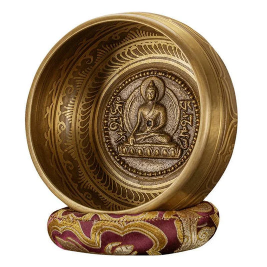 Nepal Handmade Singing Bowl Large Brass Tibetan Bowls Yoga Meditation Sound Healing Instrument Buddhist Sound Bowls Ornaments - AMULET RING STORE