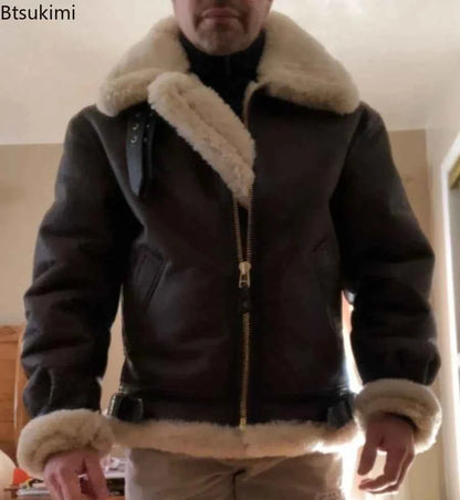 Winter Leather Jackets for Men Fashion Plush Lining Warm Comfortable High Quality Leather Coats Men's Luxury Motorcycle Jackets