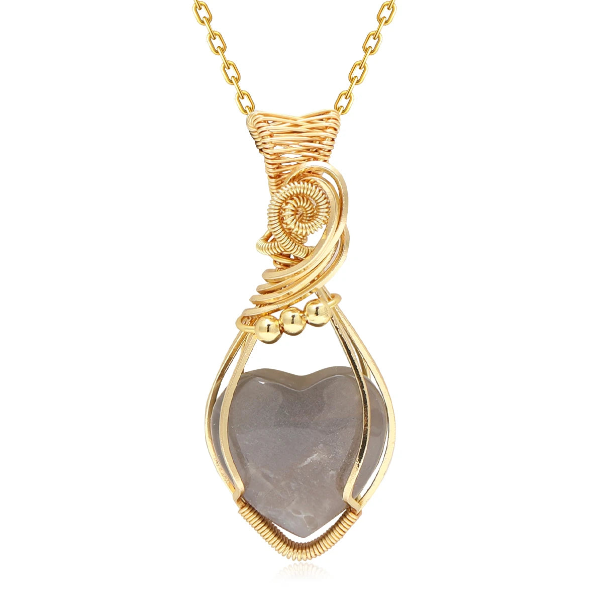 Labradorite Rainbow Moonstone Gemstone Pendant Copper Wire Wrapped Labradorite Jewelry Labradorite Necklace With Chain and Box