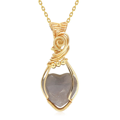 Labradorite Rainbow Moonstone Gemstone Pendant Copper Wire Wrapped Labradorite Jewelry Labradorite Necklace With Chain and Box