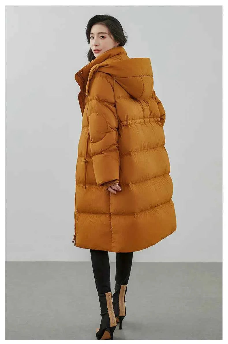 Ultra-Warm Down Jacket for Women 2025 Winter New Arrival Hooded, Knee-Length, Thickened, Waist-Defining, Versatile Coat