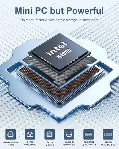 MLLSE M2 Air Mini PC Intel Celeron N4000 CPU Window11 6GB RAM 128GB ROM Dual-Band WiFi VGA Portable Mini Computer BT4.2