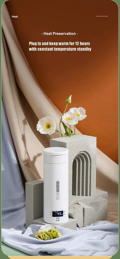 Portable Electric Kettles Tea Coffee Kettle Mini Travel Boil Water Stewable Keep Warm Appliances Thermo Anti-Scald Bottle - AMULET RING STORE