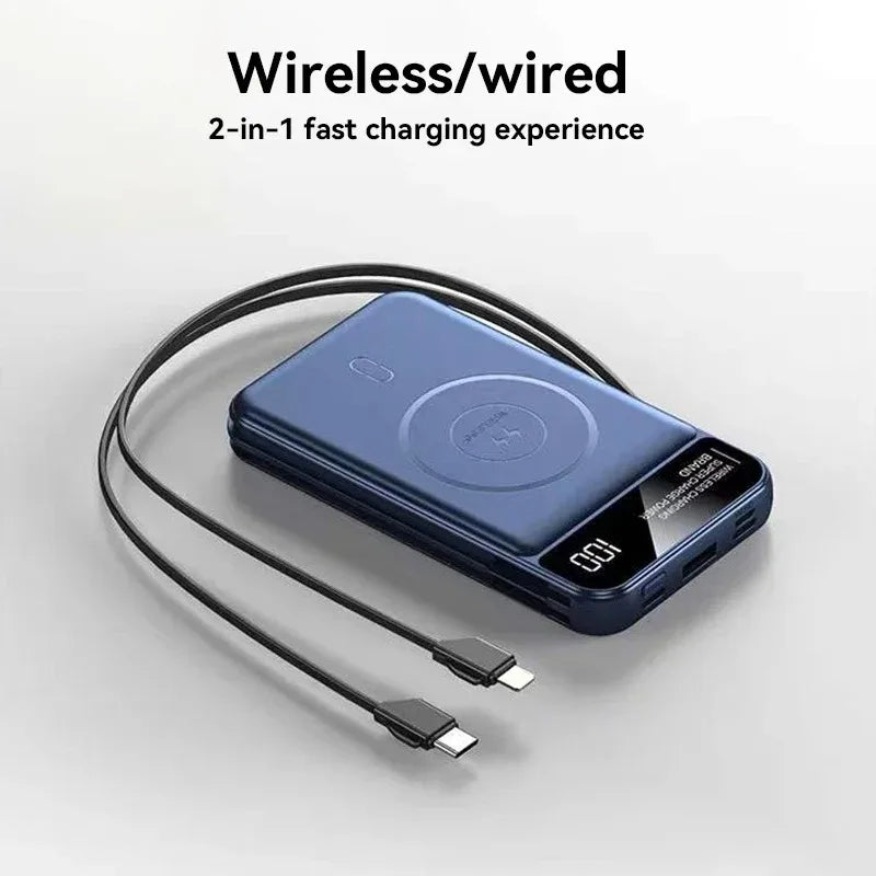 Xiaomi 50000mAh Portable Wireless Charging Power Bank Magnetic Charging Built-in Wire Mobile Phone Battery For Iphone Samsung - AMULET RING STORE