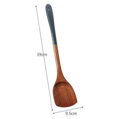 Wooden Kitchenware Set Long Handle Spatula Rice Scoop Vegetable Meat Cooking Shovel Mixing Spoons For Nonstick Pan Kitchen Tools