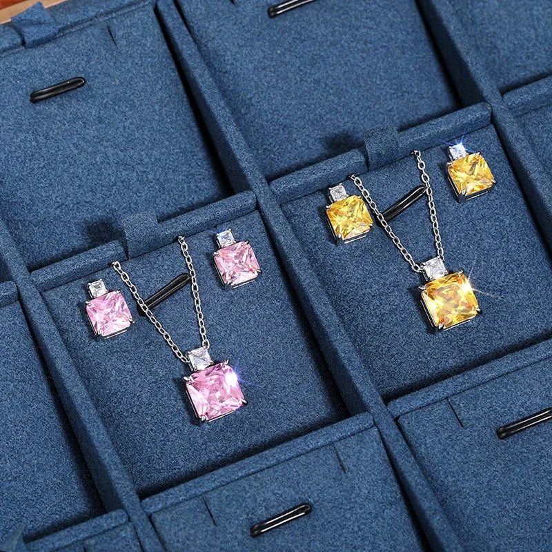 CAOSHI Sweet Romantic Pink Cubic Zirconia Pendant Necklace for Girl Anniversary Gift Delicate Wedding Jewelry Neck Accessories - AMULET RING STORE