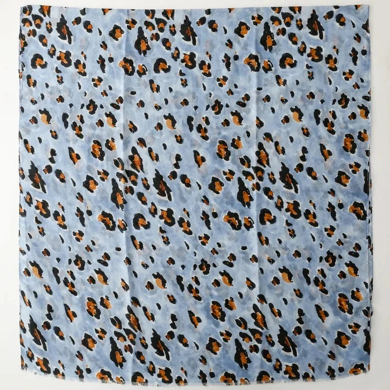 88*180cm Leopard Print Women Viscose Scarf Summer Beach Shawl Cotton Linen Feeling Tassel Pashmina Muslim Hijab Wrap Lady