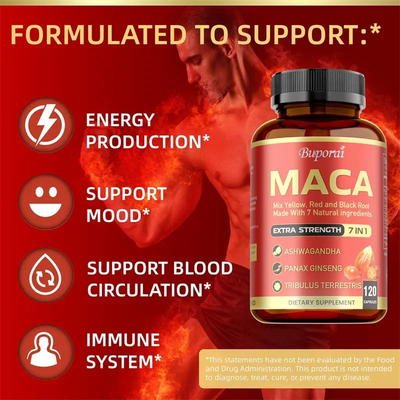Maca Root Capsules - Improve Athletic Performance and Endurance, Improve Mood, Boost Energy Production, and Strengthen ImmunityS - AMULET RING STORE
