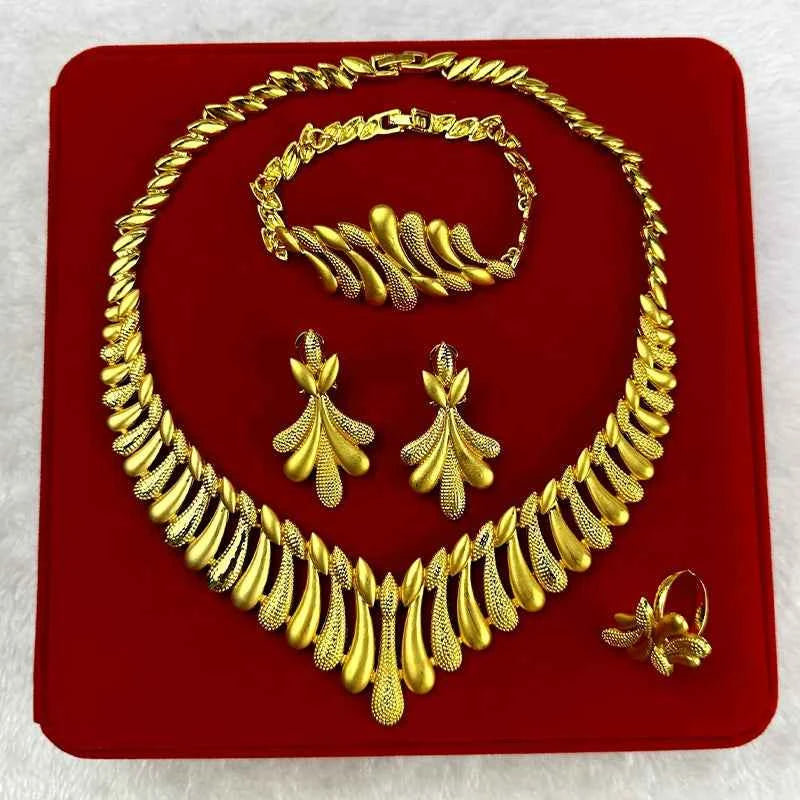 ANIID Indian 24K Gold Color Necklace Set For Women Party Bridal Wedding Ethiopian Luxury Dubai Jewelry Wholesale New Gifts