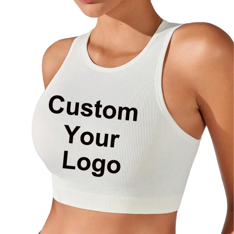Sleeveless Tank Tops Tees Women Custom Your Logo Solid Casual Fashion Crop Top Ladies High Street Tie Up Croptop Summer Fitness - AMULET RING STORE