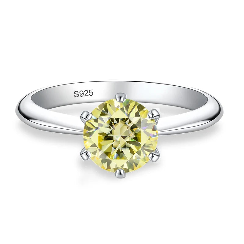 NeeTim 0.5ct 1ct 2ct 3ct Blue Pink Purple Black Moissanite Rings for Women Sterling 925 Silver Wedding Party Band Woman's Ring