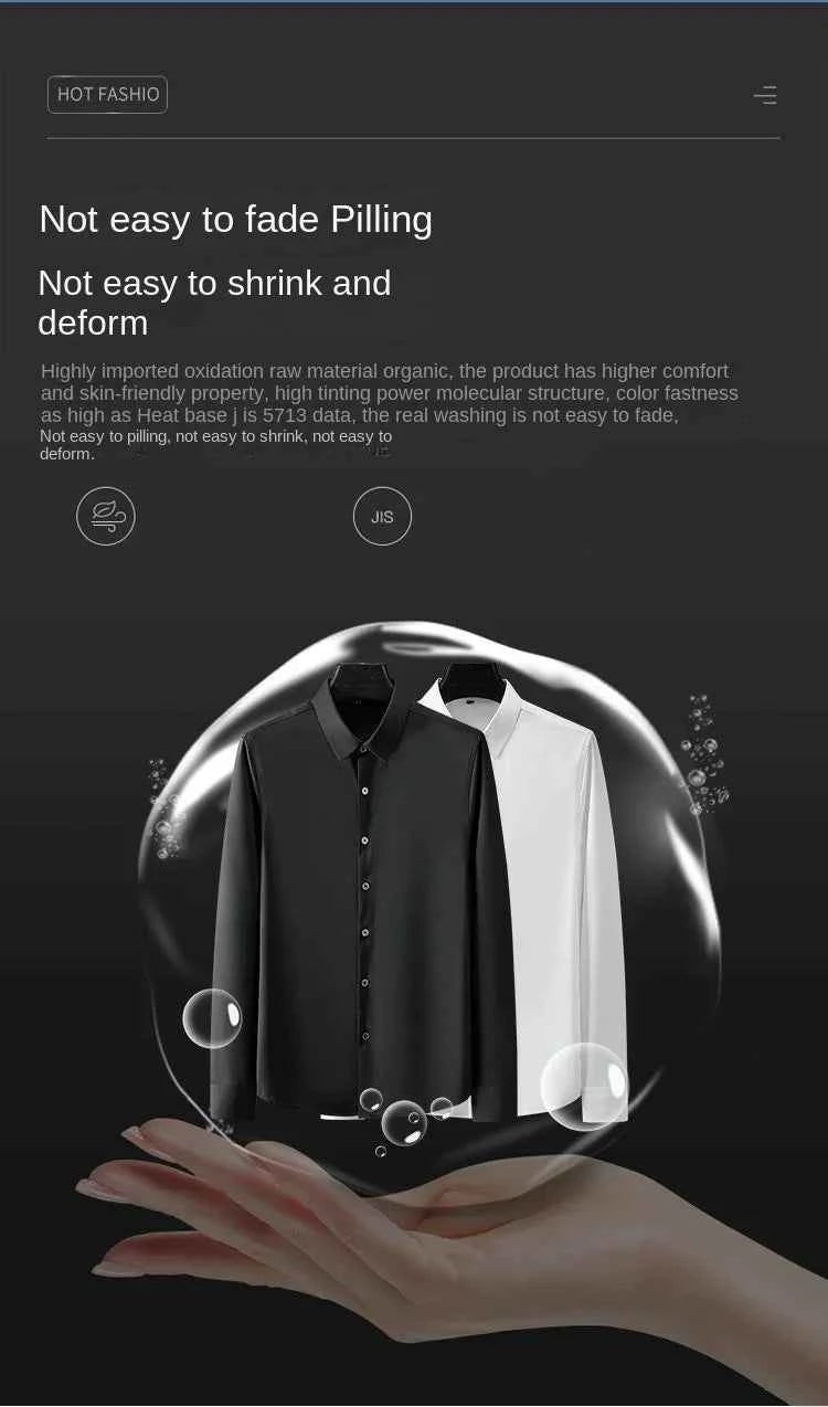 X-6XL Orange Men's Long Sleeve Shirt Luxurious Wrinkle Resistant and Non ironing Solid Business Casual Dress Shirt