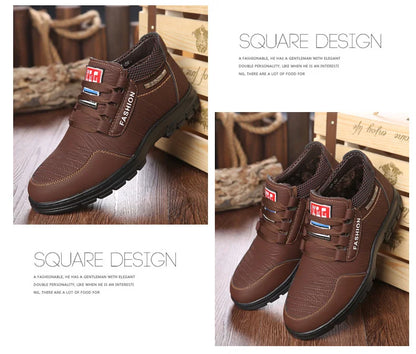 FUQIAO Hot Fur Men's Casual Shoes Warm Flats British Style Leather Footwear Comfort Non-slip Winter Boots Men Plus Size 46