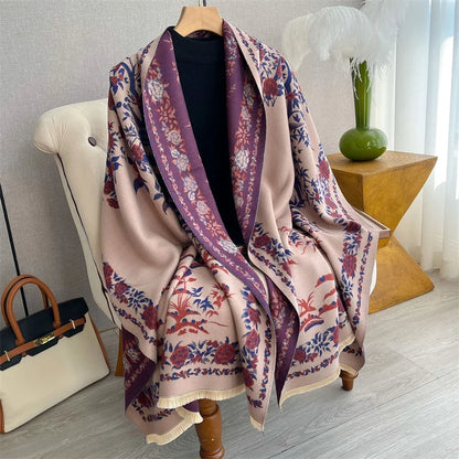 Cashmere Scarf for Women Thick Warm Winter Blanket Brand Female Luxury Quality Shawl Wrap Bufanda 2024 Poncho Echarpe Pashmina