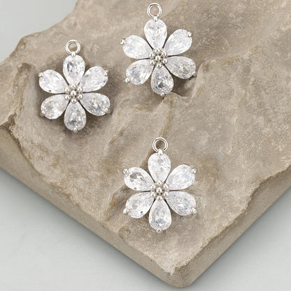 GUFEATHER,6pcs/lot,MC78,jewelry accessories,18k gold plated,nickel free,copper,zircon,hand made,flower shape,charms,diy pendants - AMULET RING STORE