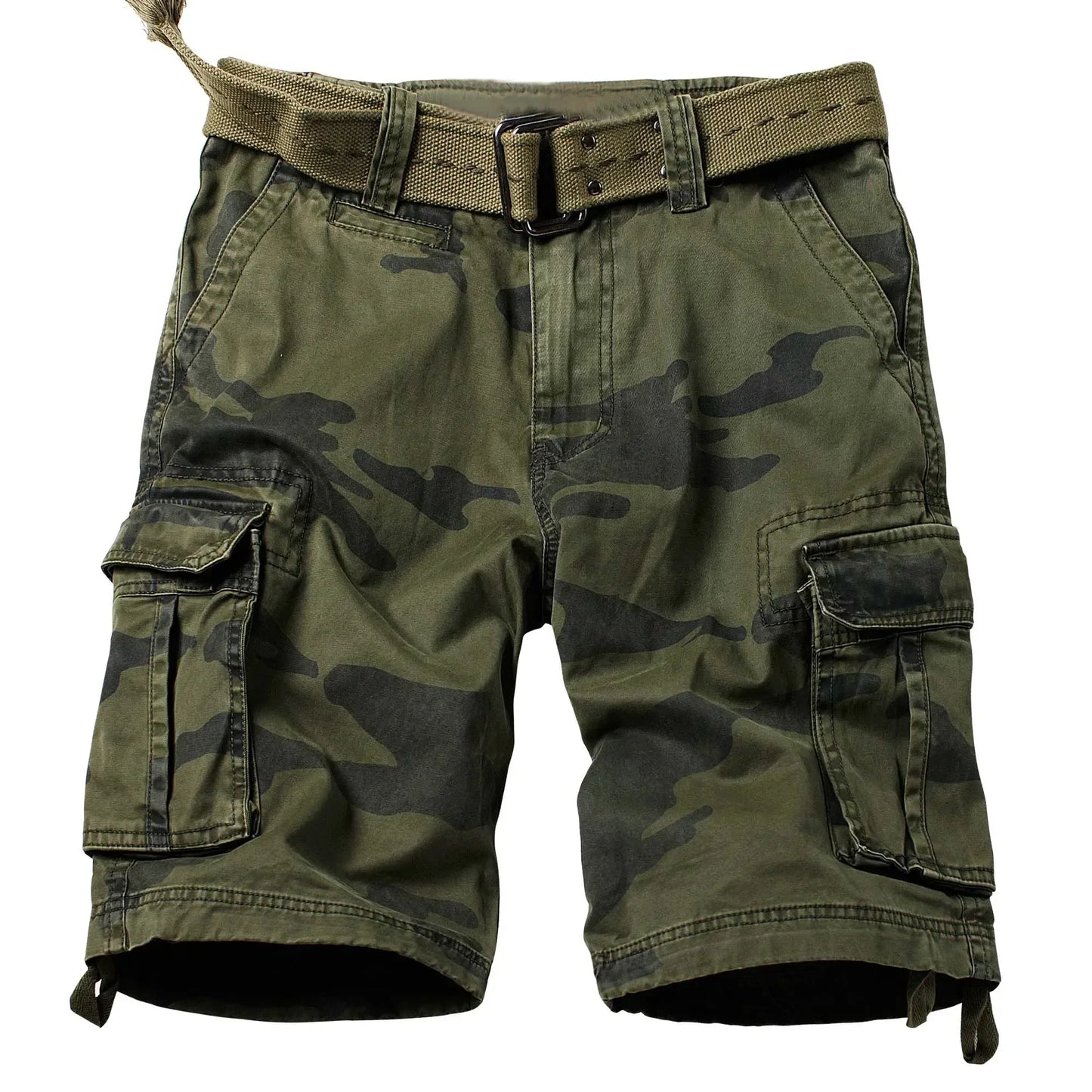 Men's Camo Cargo Shorts for Men Cotton Casual Outdoor Work Relaxed Fit Shorts with Multi-Pockets (no belt)