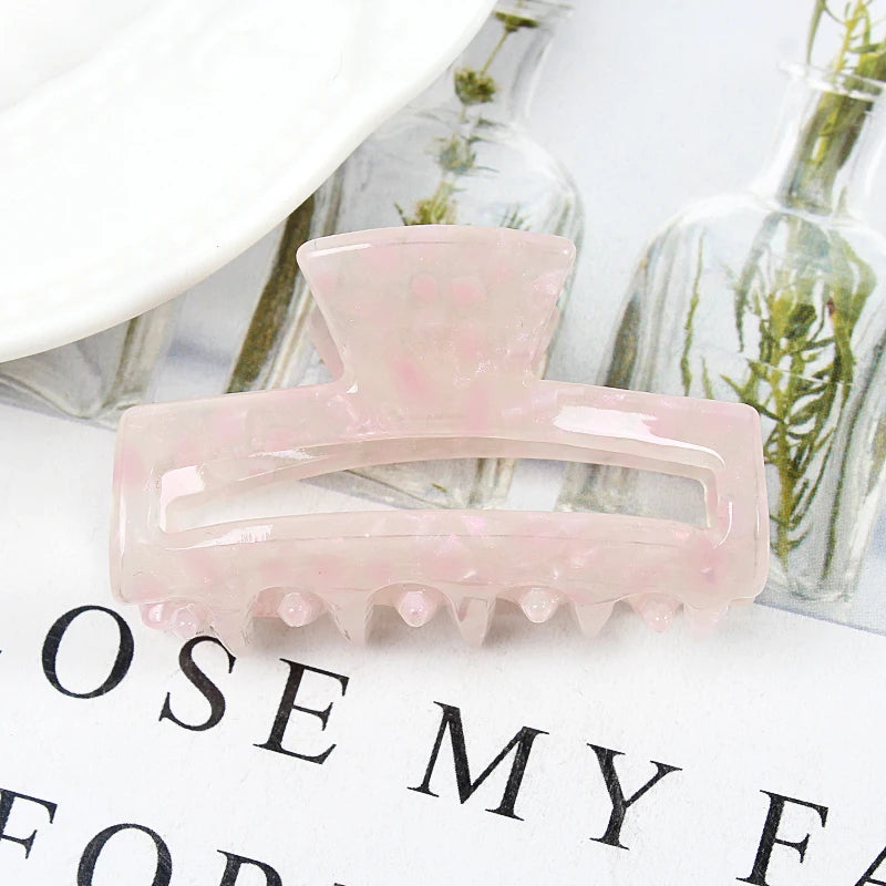 Mini Women's Hair Clips Colorful Geometric Hollow Crab Claw Clip Acetate Leopard Print Fashion Girls Hairpin Hair Accessories - AMULET RING STORE