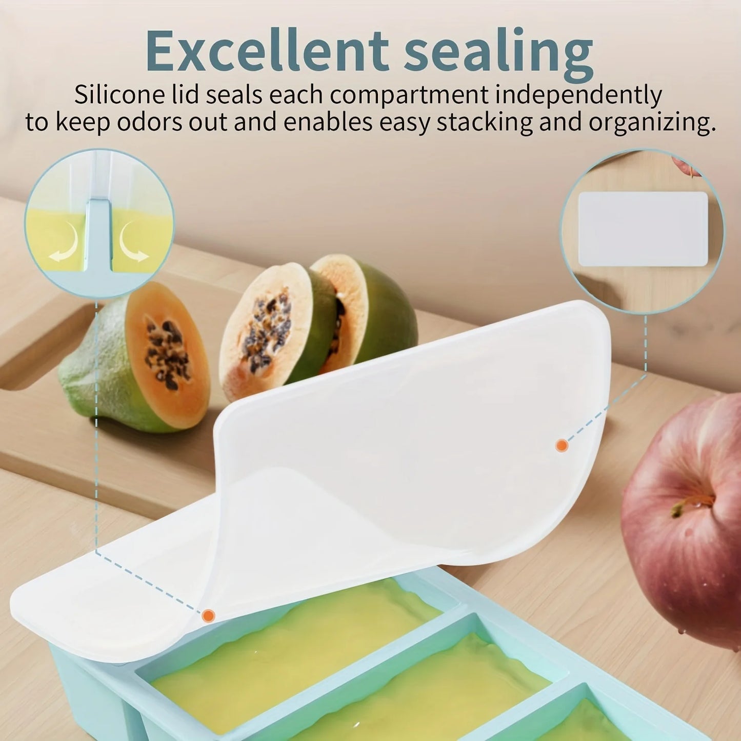 1/4pcs Large Rectangular Ice Cube Mold Set with Lid Stackable Freezer Trays for Bottles Beverages Long Cubes Mould Kitchen Items - AMULET RING STORE