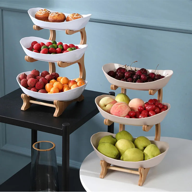 2/3 Layer Table Plates Dinnerware Kitchen Fruit Bowl with Floors Partitioned Dish Snack Candy Cake Stand Fruit Plate Salad Bowl - AMULET RING STORE