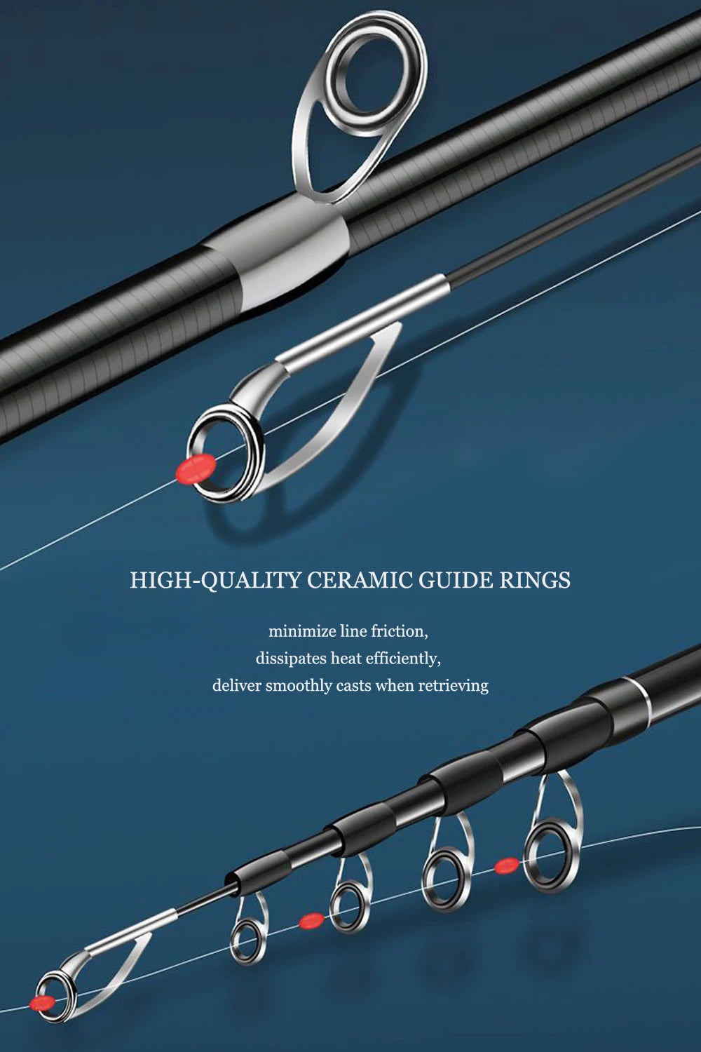 1.8m 2.1m 2.4m 2.7m Telescopic Fishing Rod Travel Spinning Casting Fishing Rod Anti Slip Portable Sea Pole for Angler - AMULET RING STORE