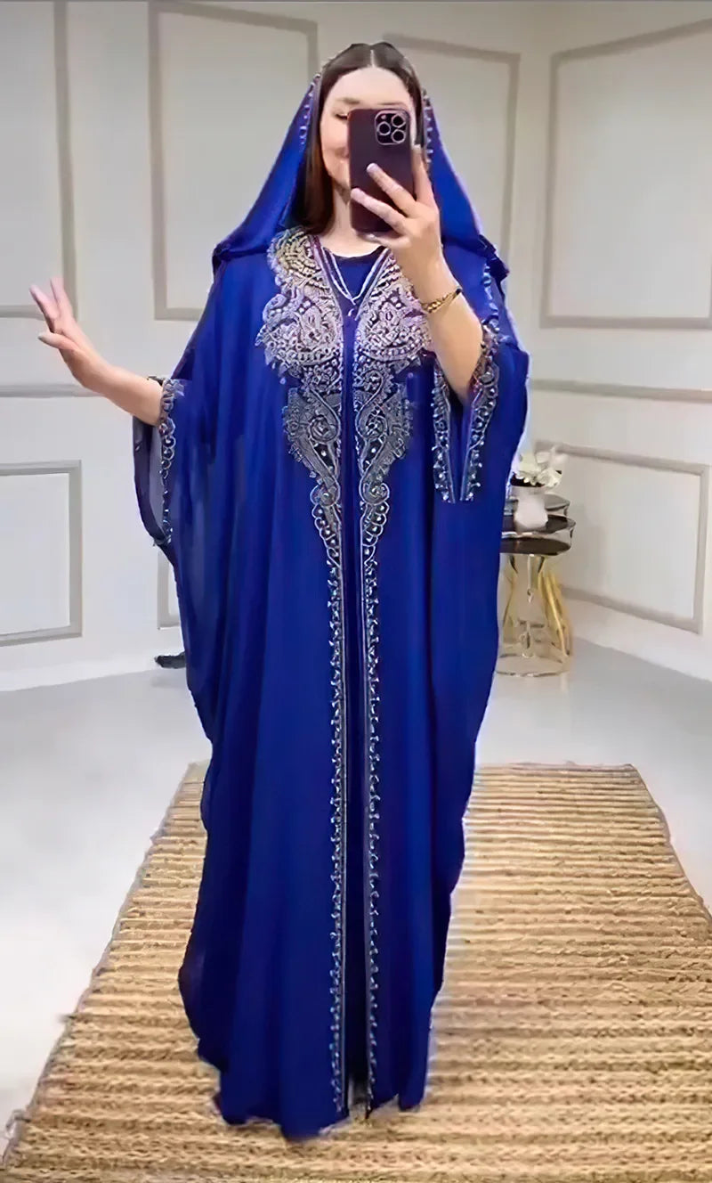 2025 Traditional Hooded Abaya African Dresses for Women Luxury Boubou Dress Africa Clothing Plus Size Dashiki Ankara Outfit Robe