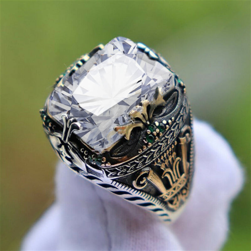 Retro Handmade Turkish Signet Rings for Men