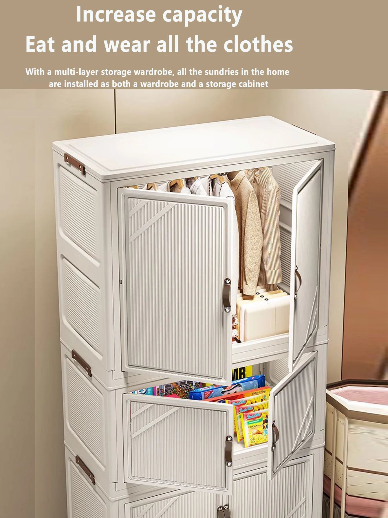 Multi-specification Multifunction White Folding Storage Cabinet Large Capacity Dustproof Wardrobe Storage Box - AMULET RING STORE