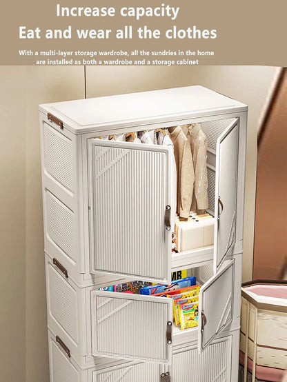 Multi-specification Multifunction White Folding Storage Cabinet Large Capacity Dustproof Wardrobe Storage Box - AMULET RING STORE