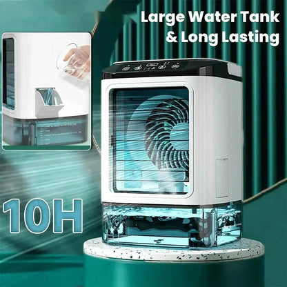 Air Conditioner Portable Fan Desktop Dual Spray Ultrasonic Atomization 3-Speed Mute Air Cooler Night Light Electric Fan for Home