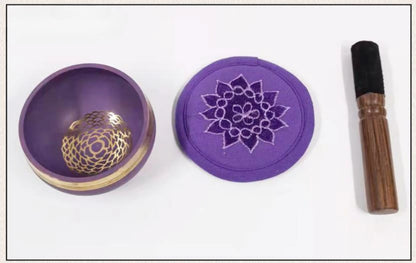Colorful Nepal Tibetan Singing Bowl Chakras Handmade Copper Buddhist Sound Bowls Therapy Meditation Mindfulness Yoga Ornaments - AMULET RING STORE