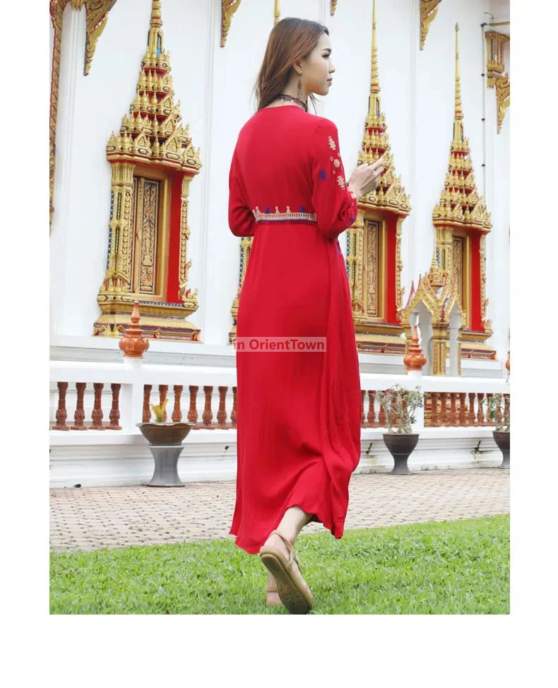 Sari India Women Clothing National Embroidered Dress Cotton Pakistan Style Costume Indian Top Long  Blouse