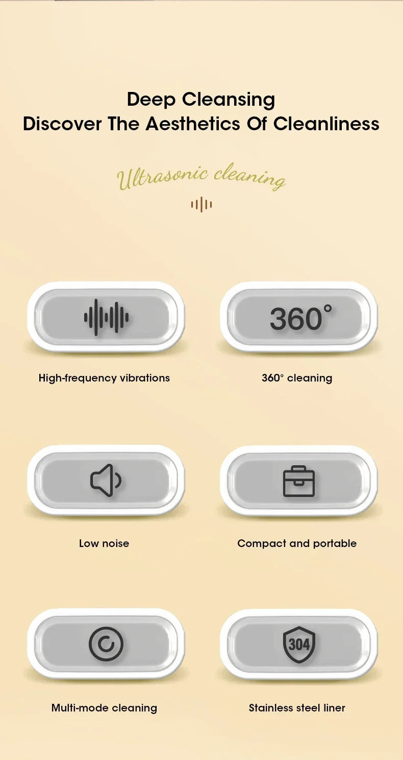 Ultrasonic Cleaning Machine 400ml Ultrasonic Cleaning Tank Automatic Cleaning Makeup Brush Glasses Watches Jewelry Cleaning - AMULET RING STORE