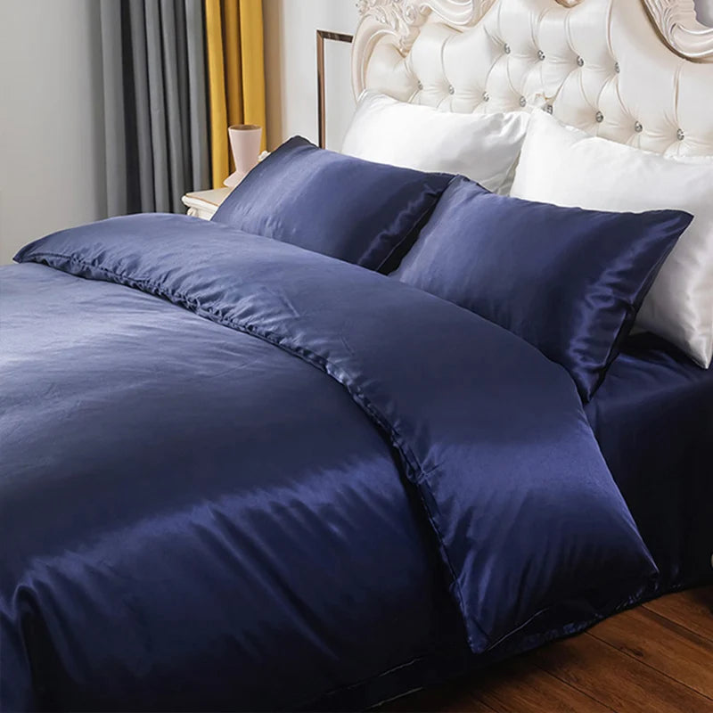 Silky Bedding Duvet Cover Super Soft Solid Home Comforter Cover with Zipper Closure, 2/3pcs Envelop Pillowcase