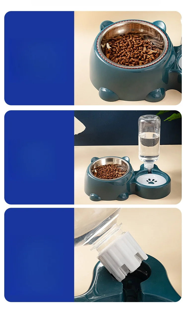 Cat Bowl 2-in-1 Drinking Water Dog Food Pot Water Bowl Rice Pot Pet Supplies Cat Bowl Pet Drinking Water Feeding Integration - AMULET RING STORE