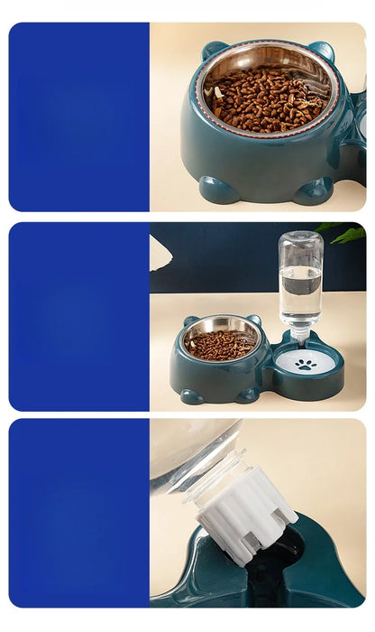 Cat Bowl 2-in-1 Drinking Water Dog Food Pot Water Bowl Rice Pot Pet Supplies Cat Bowl Pet Drinking Water Feeding Integration - AMULET RING STORE