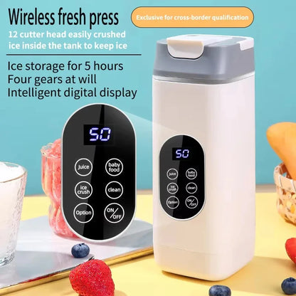 Electric Blender Rechargeable Portable Juicer USB Charging Hand Blender Electric Fruit Juicer 12 Blades Crushed Ice Juicer Cup - AMULET RING STORE