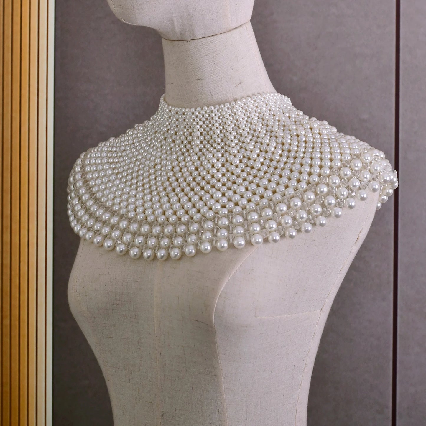 VG68 Pearls Necklace Beaded Neck Chain Bridal Covered Body Chain Women Accessories Off Shoulder Bolero Neck Chain Decoration - AMULET RING STORE