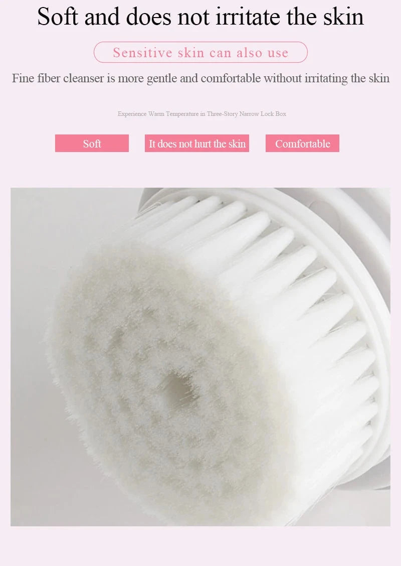 3 in 1 Electric  Facial Cleansing Brush Blackhead Remover Makeup Removal Face Deep Pores Cleaning Massager Face Cleaner