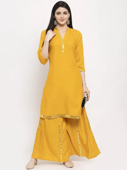 Indian Saree Long Cotton Silk Yellow Ethnic Style Thin Breathable Top Pants Scarf Indian Sari Traditional Indian Clothing Set