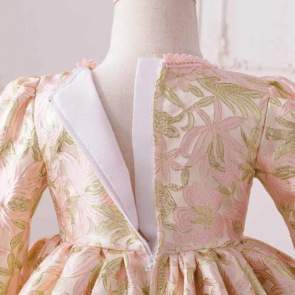 Toddler Girls Floral Lolita Party Dresses Kids Pink Fancy Birthday Gown Baby Carnival Pageant Fashion Dress Children Costumes