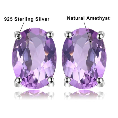 JewelryPalace Rose Gold Yellow Gold Plated Oval Natural Amethyst Citrine Garnet Topaz Peridot 925 Sterling Silver Earrings Woman