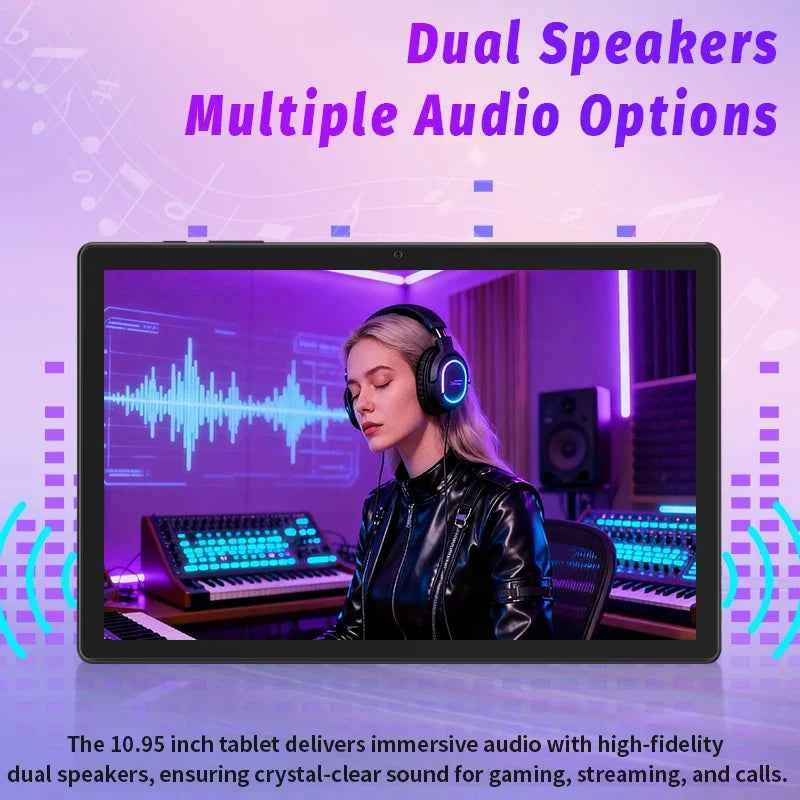 Tablet 10.95 inch Android 15 Tablets, 12GB RAM 128GB ROM 1TB Expand, Octa-core Processor, 1280x800 IPS, 8000mAh Battery (Black)