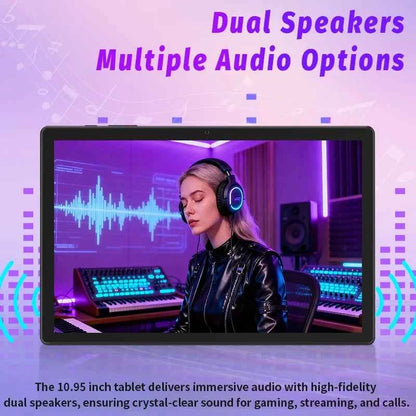 Tablet 10.95 inch Android 15 Tablets, 12GB RAM 128GB ROM 1TB Expand, Octa-core Processor, 1280x800 IPS, 8000mAh Battery (Black)