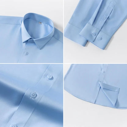 Anti-Wrinkle Men Shirts Long Sleeve Dress Shirts For Men Slim Fit Camisa Social Business Blouse White Blue Office Shirt S-5XL