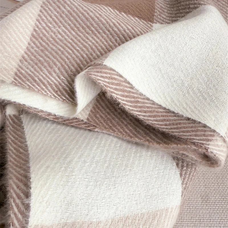 Plaid Imitation Cashmere Blanket Winter Women Scarf Designer Thick Warm Pashmina Shawl Wraps Tassel Poncho Stoles Echarpe Unisex