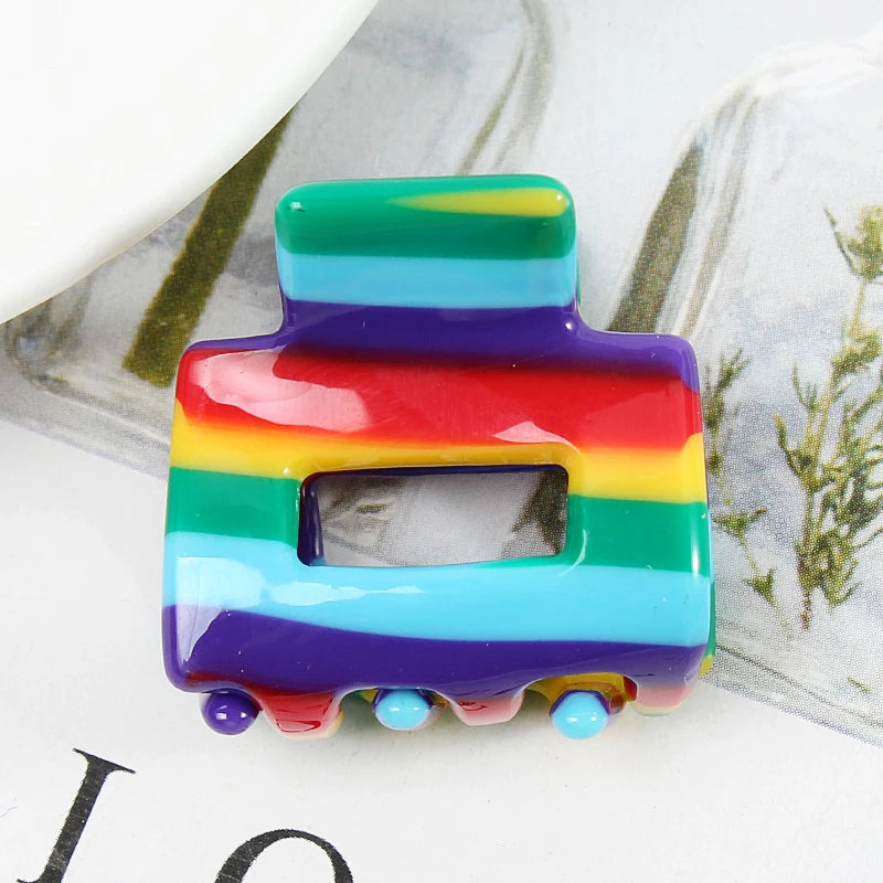 Bgffuy Leopard Korea Acetate Hollow Colorful Mini Hair Claws Crab Hair Clips for Child Girls Hairpins Hair Accessories Barrettes