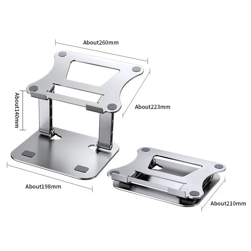 Laptop Stand Adjustable Aluminum Alloy Notebook Tablet Stand Up to 17 Inch Laptop Portable Fold Holder Cooling Bracket Support - AMULET RING STORE