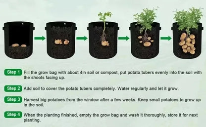 2 Size Felt plant grow bags nonwoven fabric garden potato pot greenhouse vegetable growing bags moisturizing vertical tools - AMULET RING STORE